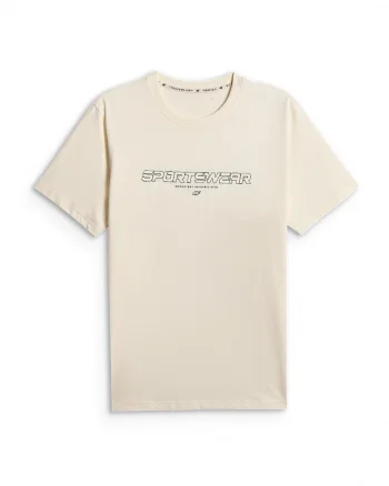 Tricou barbatesc  regular, imprimeu, bej, bumbac