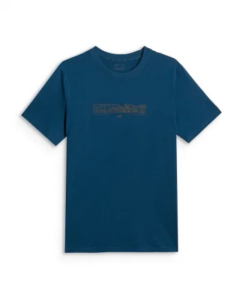 Tricou barbati  regular, imprimeu, bleumarin, bumbac,