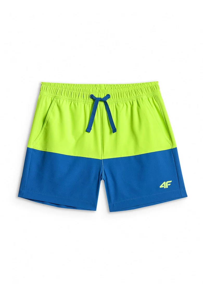 Pantaloni scurti de baie copii,  de plaja, uscare rapida, verde/albastru, poliester|elastan