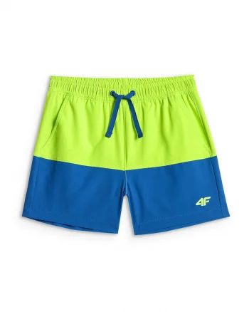 Pantaloni scurti de baie copii,  de plaja, uscare rapida, verde/albastru, poliester|elastan