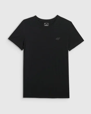 Tricou  slim negru bumbac, Negru