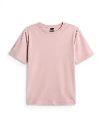 Tricou dama  regular, roz, material de grosime medie, croiala lejera, bumbac