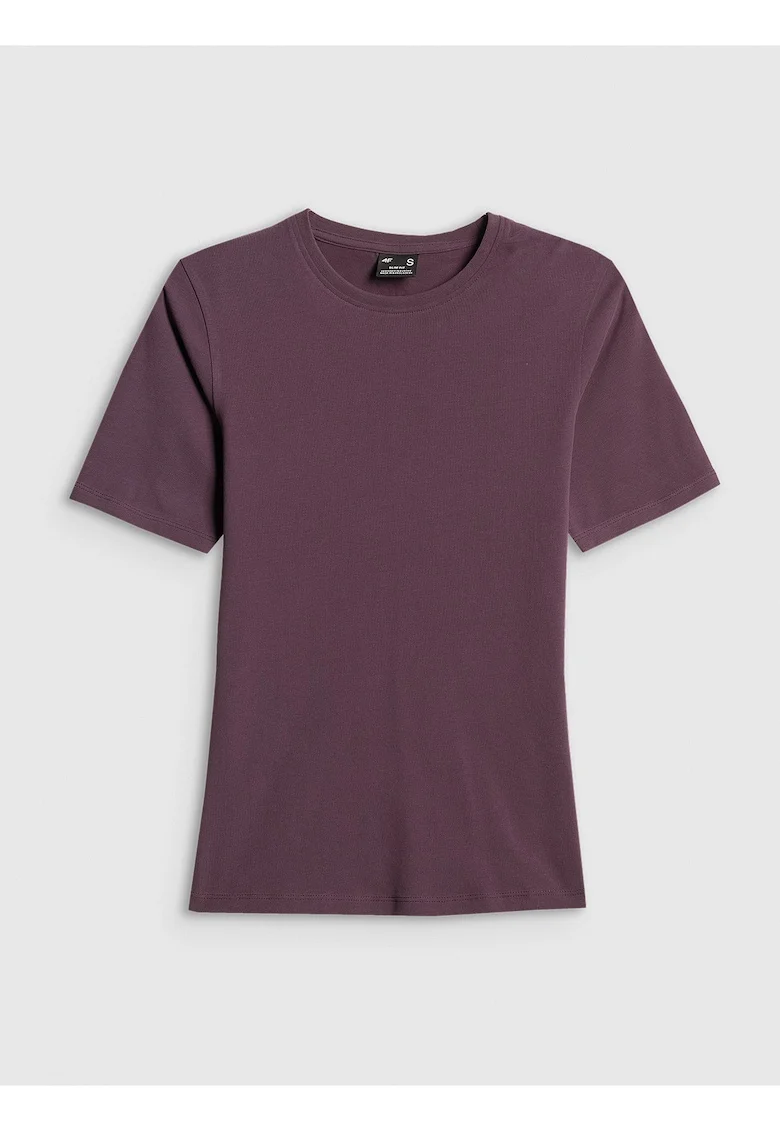 Tricou dama  F3703, slim, material de grosime medie, lungime pana la solduri, culoare violet, bumbac