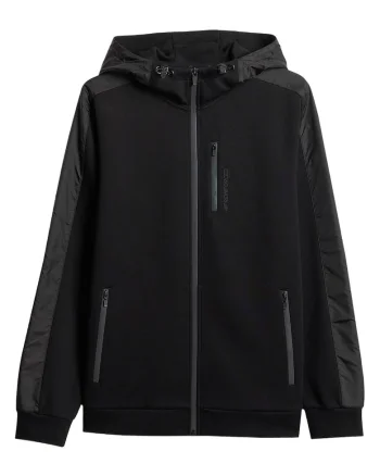 Hanorac barbati,  cu gluga, negru, bumbac, regular