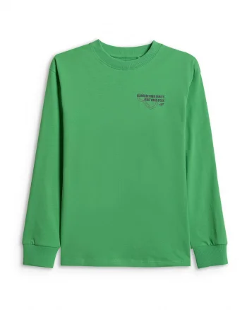 Bluza copii,  maneca lunga, confortabila, verde, bumbac
