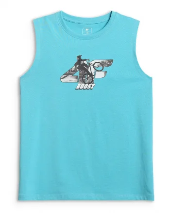Tricou copii,  fara maneci, bumbac, albastru, Albastru