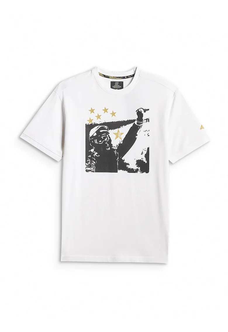 Tricou barbati  unisex, imprimeu alb, Alb