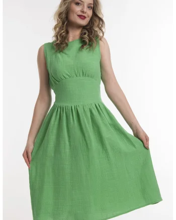 Rochie fara maneci cu fronseuri, Verde mar