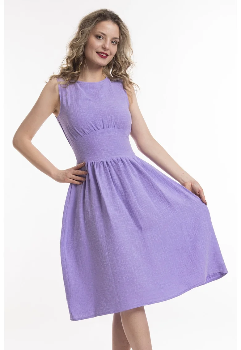 Rochie fara maneci cu fronseuri, Violet deschis