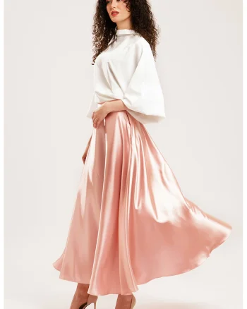 Fusta lunga de satin, Roz deschis prafuit