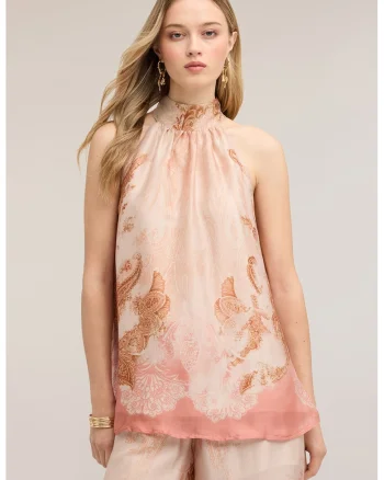 Bluza lejera cu model, Nude rose