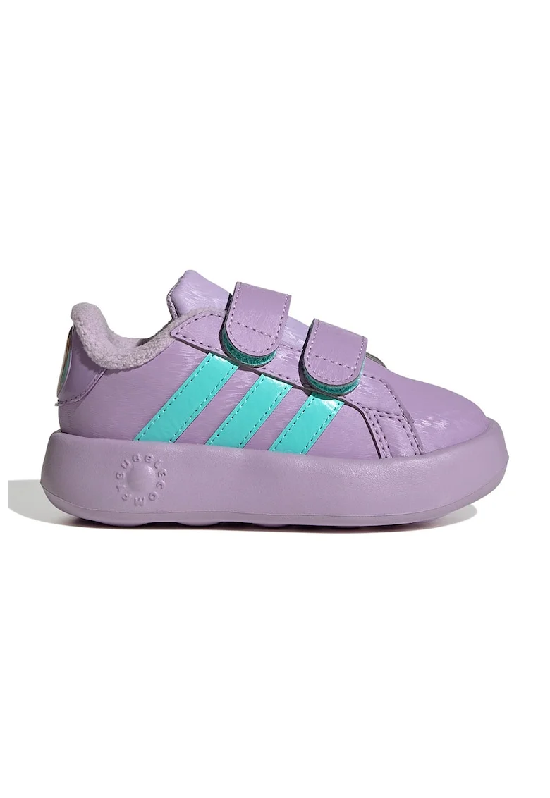 Pantofi sport din piele ecologica cu velcro Grand Court, Violet/Verde aquamarin