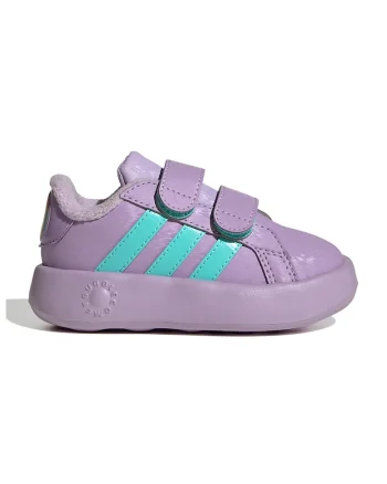 Pantofi sport din piele ecologica cu velcro Grand Court, Violet/Verde aquamarin