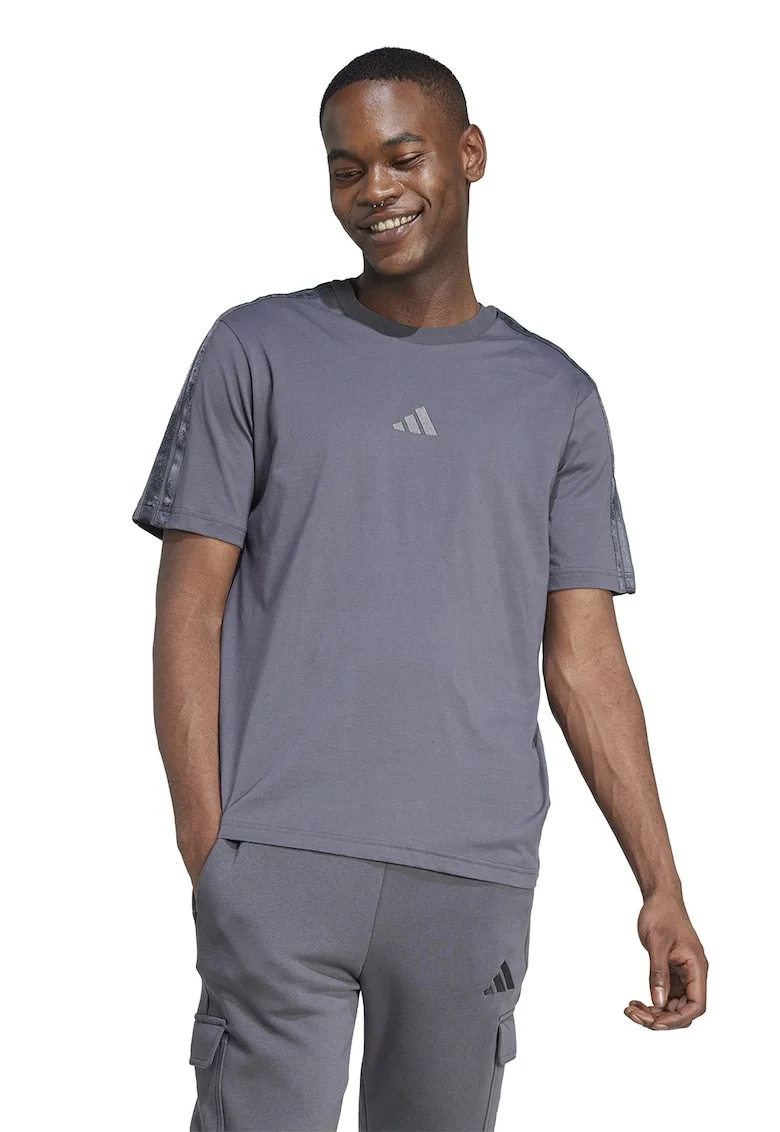 Tricou de bumbac cu logo, Gri cenusiu