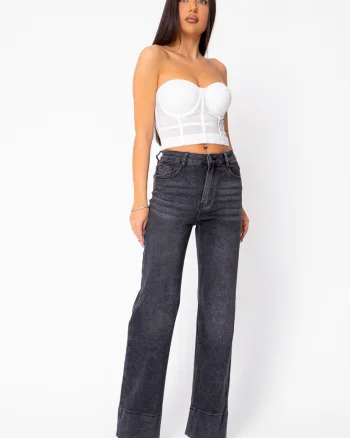 Blugi elastici largi din denim Black