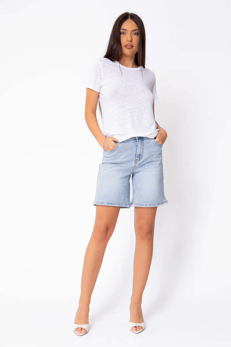 Blugi scurti elastici Light Blue
