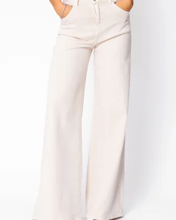 Blugi elastici largi Cream