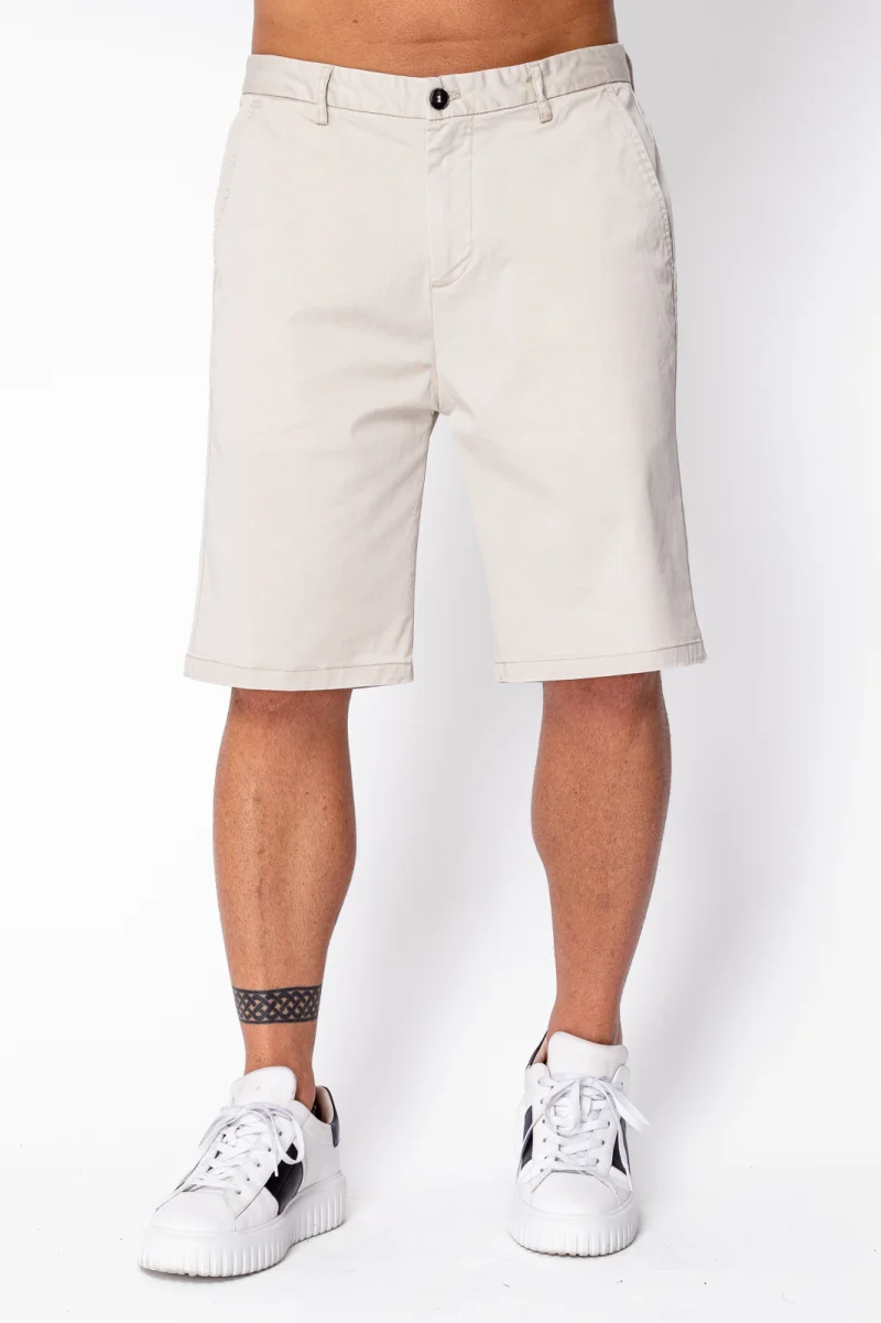 Pantaloni scurti cu nasture din bumbac Beige