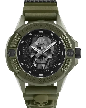 Ceas analog cu carcasa din ceramica ecologica, Verde militar