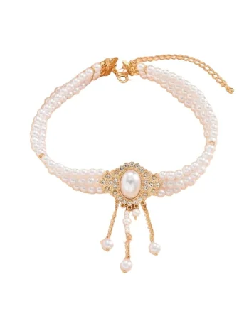 Colier choker, auriu, cu perle, Ose C26