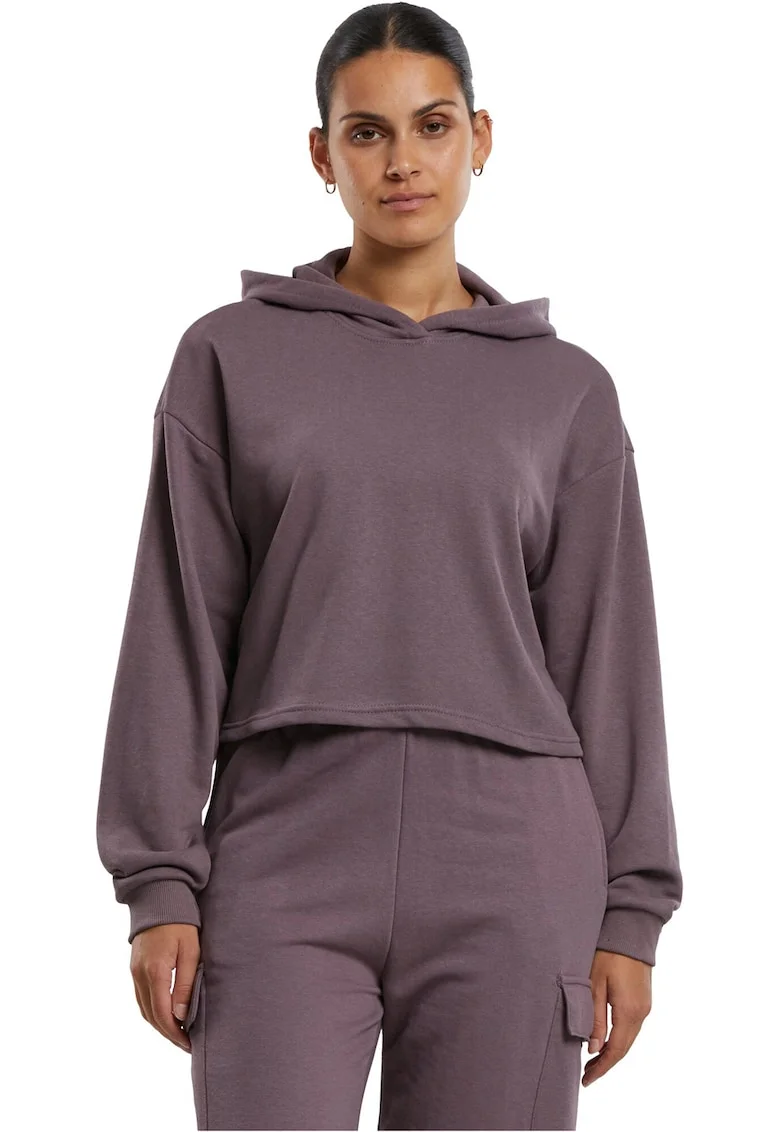 Hanorac crop cu maneci cazute, Violet prafuit
