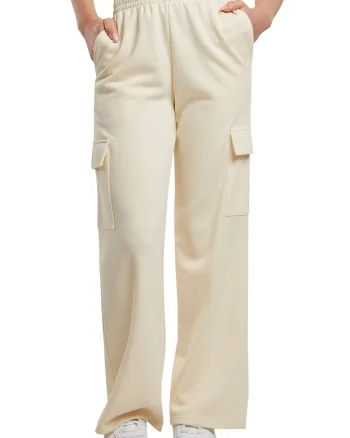 Pantaloni de trening cu croiala ampla si buzunare cargo, Alb fildes