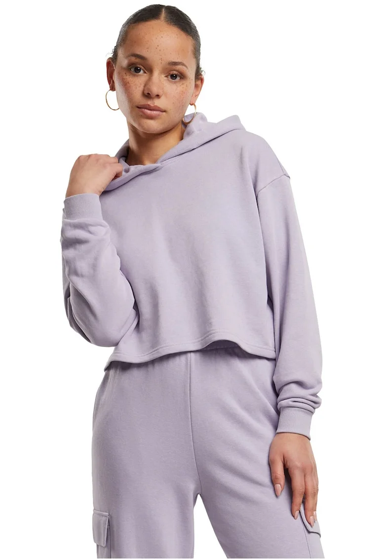 Hanorac crop cu maneci cazute, Lila