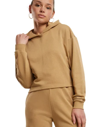 Hanorac crop cu maneci cazute, Caramel