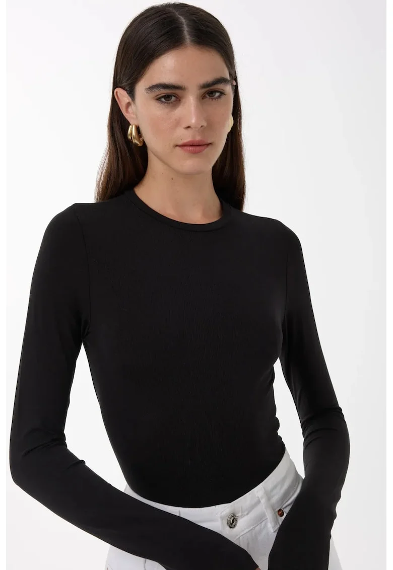 Top dama  negru bumbac, Negru