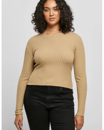Pulover cu detaliu rasucit pe spate, Maro camel