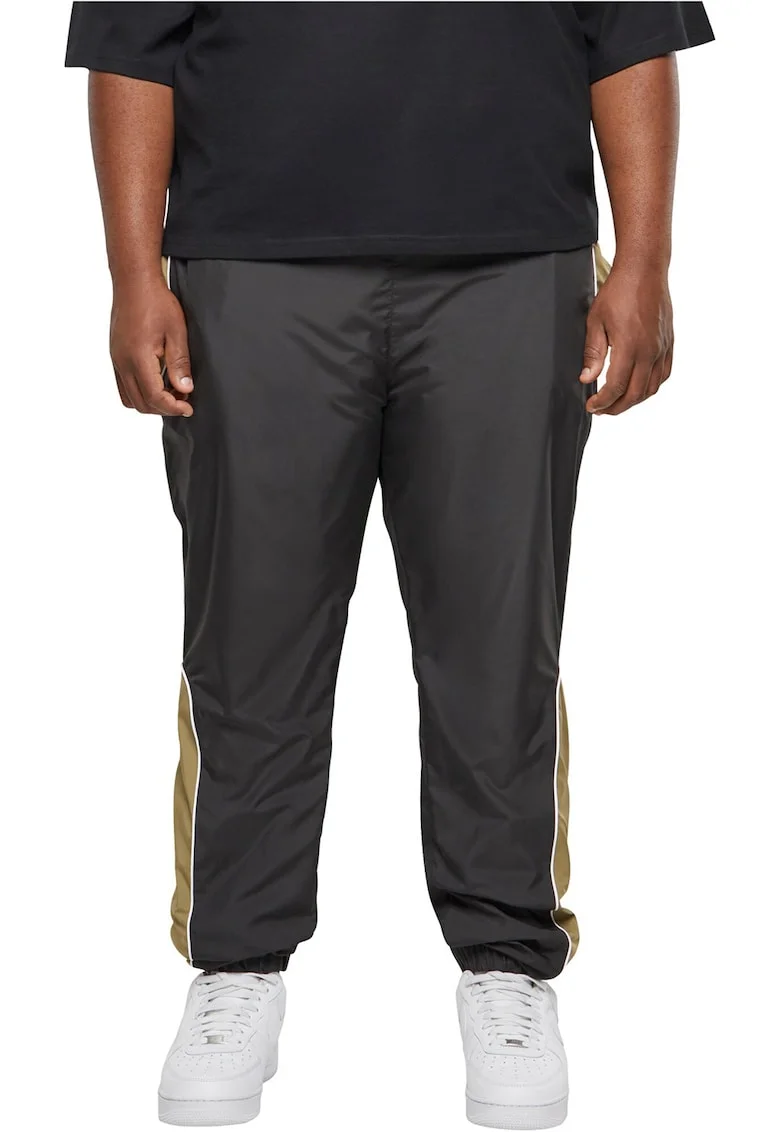 Pantaloni sport cu segmente contrastante, Negru/Verde masliniu