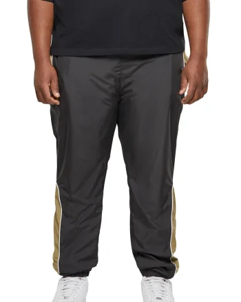 Pantaloni sport cu segmente contrastante, Negru/Verde masliniu