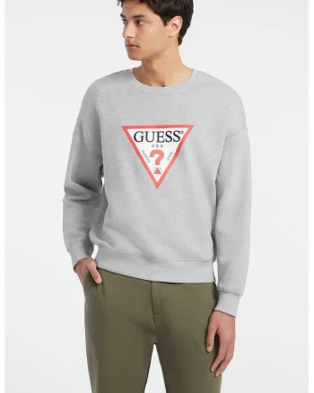 Bluza de trening cu imprimeu logo, Coral/Gri deschis melange