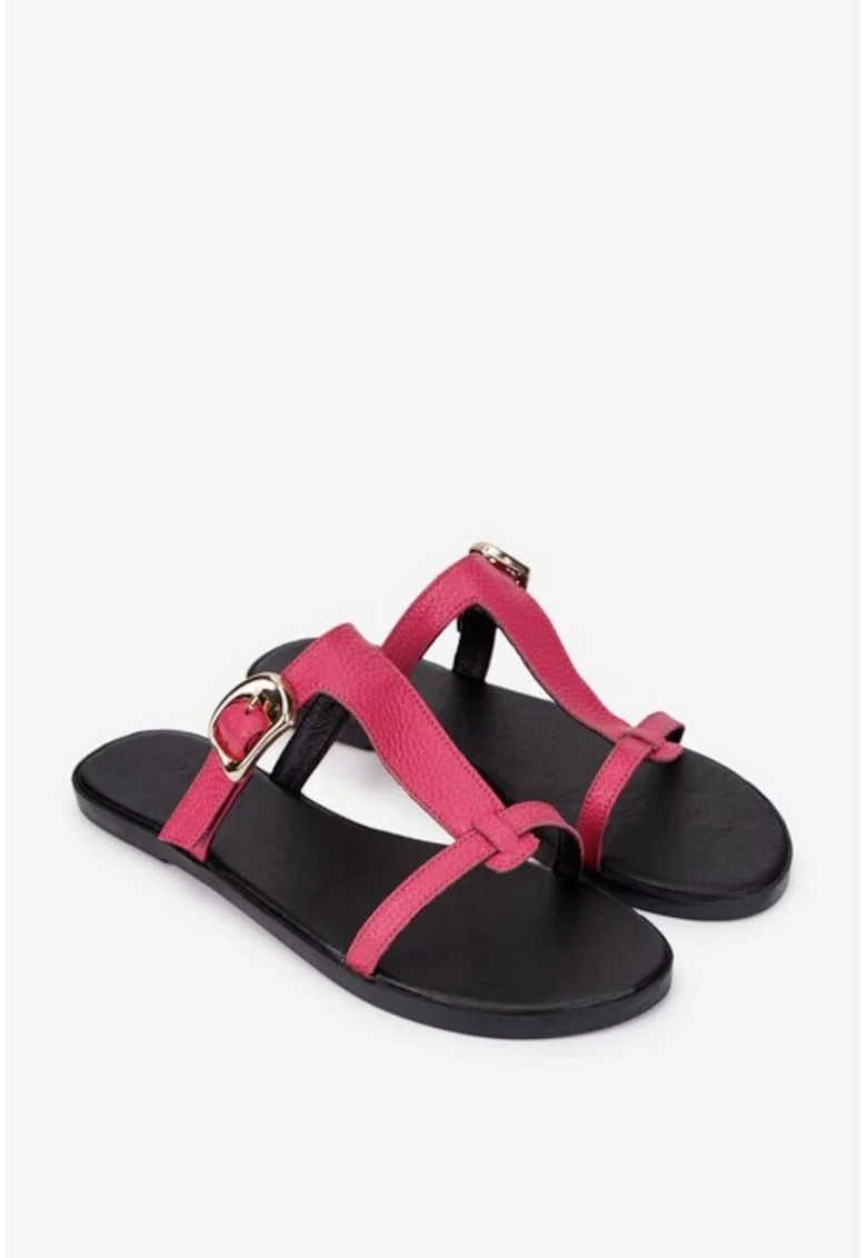 Sandale dama piele fuchsia, Roz