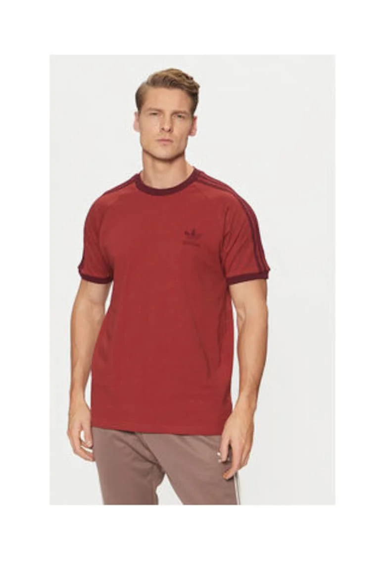 Tricou slim fit la baza gatului cu logo mic, Rosu