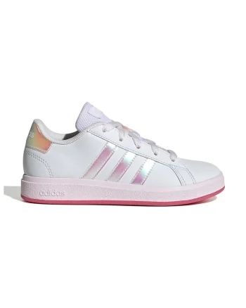 Pantofi sport din piele ecologica cu detalii holografice Grand Court 2.0, Alb