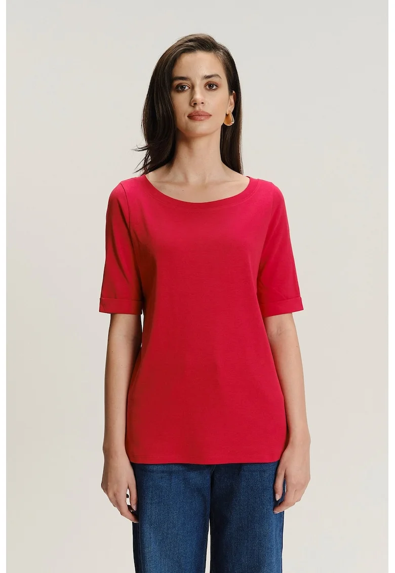 Tricou uni cu decolteu rotund, Rosu
