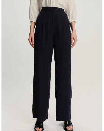 Pantaloni drepti cu talie inalta, Albastru ultramarin