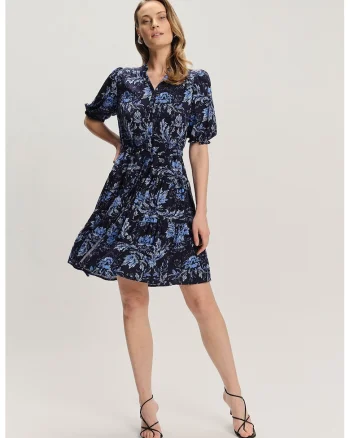 Rochie scurta cu decolteu in V, Albastru ultramarin/Albastru