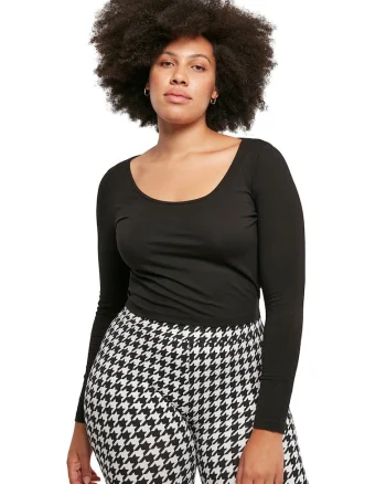 Bluza crop cu decolteu rotund, Negru