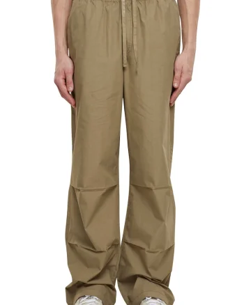 Pantaloni relaxed fit cu snur in talie, Kaki