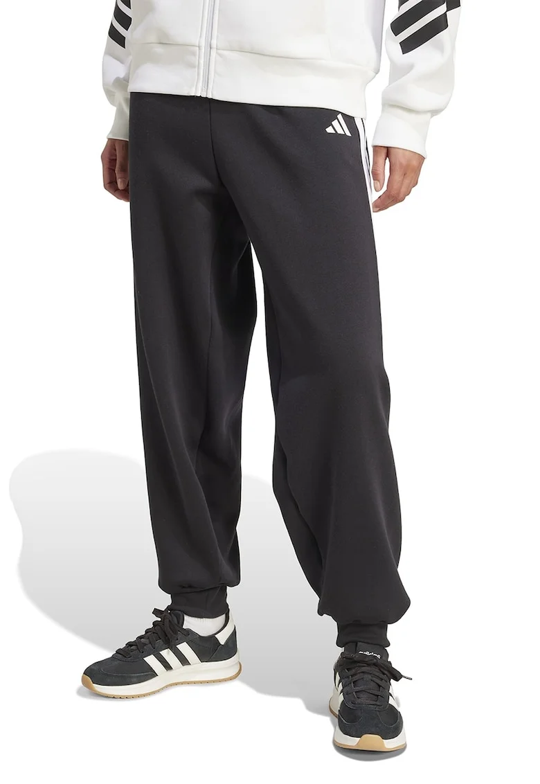 Pantaloni de trening cu talie elastica Tiro, Negru/Alb optic