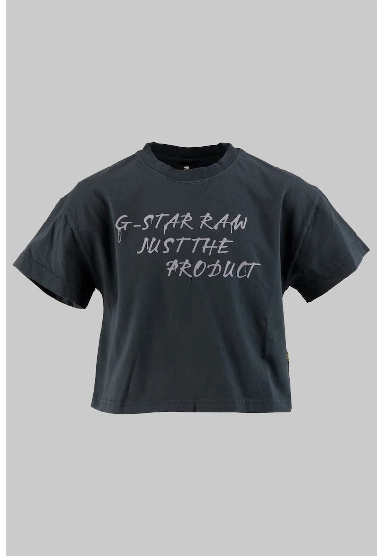 Tricou crop cu decolteu la baza gatului, Albastru inchis/Lila pal