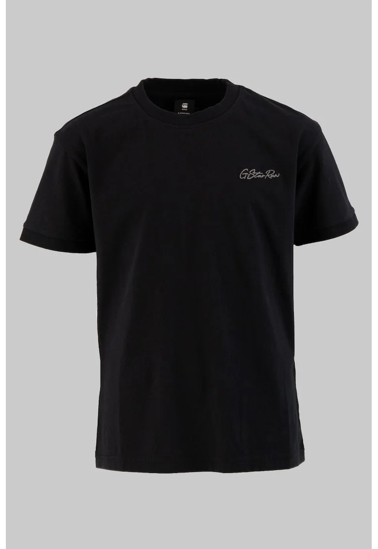 Tricou cu decolteu la baza gatului si logo brodat, Negru