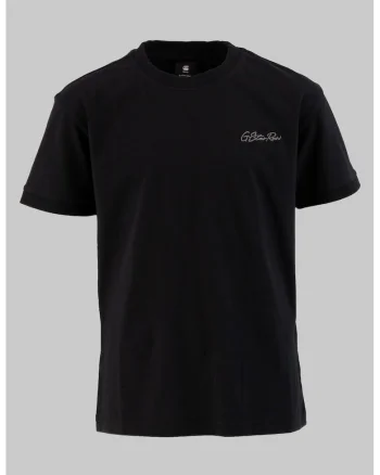 Tricou cu decolteu la baza gatului si logo brodat, Negru