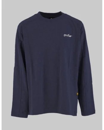 Bluza cu imprimeu si decolteu la baza gatului, Crem/Bleumarin