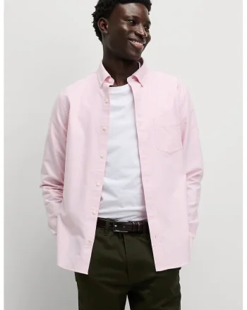 Camasa slim fit cu guler fixat cu nasturi, Roz