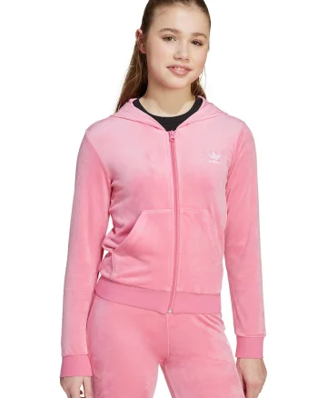 Hanorac cu fermoar Velour, Roz pastel