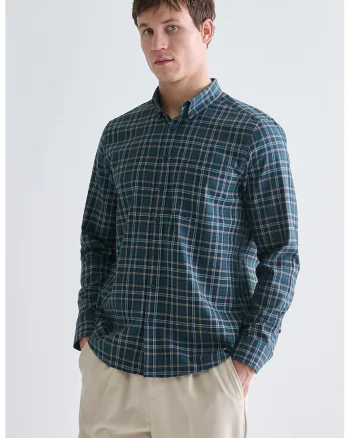 Camasa regular-fit cu model in carouri, Verde persan