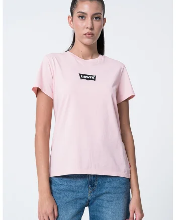 Tricou de bumbac cu decolteu la baza gatului, Roz deschis/Roz